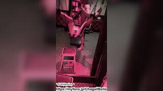 【SM】ランジェリー美女を吊るして、下からバイブ、上からオチンチンで攻めたよ