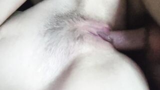 Banged! a soak snatch of a GF close-up. Passionate sex and moans
