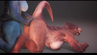 Wild Life Dragon Lesbo Love Red & Blue Scalie