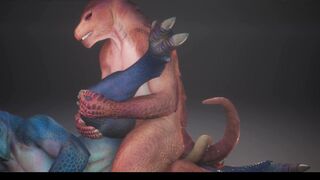 Wild Life Dragon Lesbo Love Red & Blue Scalie