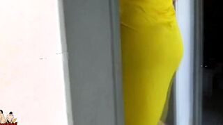 Ex-Wife goes outdoors wearing towel and piss nude
