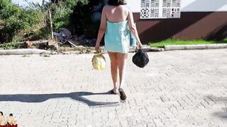 Ex-Wife goes outdoors wearing towel and piss nude