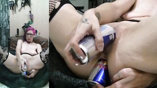 Can I got a red bull can into my cunt and 1 inside my butt? double penetration?