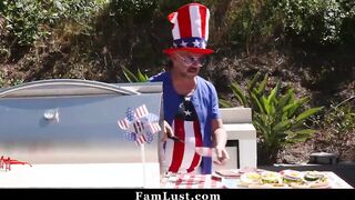 Long Melons Stepmom Joins Her Daughter Sucking Off Her Bf's Cock