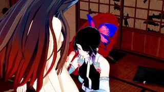 Demon Slayer Futanari - Shinobu x Nezuko Hardsex - Japanese