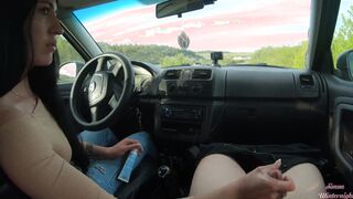 Outside Hand Job into a Vehicle Next to the Road