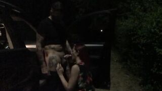 Big Titted red haired enjoy outdoors sex