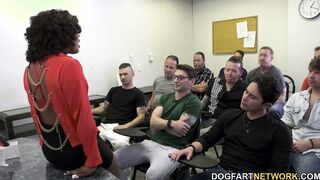 Misty Stone giving bj to 10 men until they cum