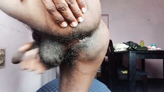 Rajesh masturbating cock sitting on the chair and cumming