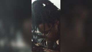 BBW deepthroats and gags on big black dick until I cum down her throat