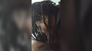 BBW deepthroats and gags on big black dick until I cum down her throat