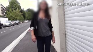 dark haired women with long melons does her first casting