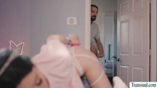 Slutty Tgirl toyed and analed by friend