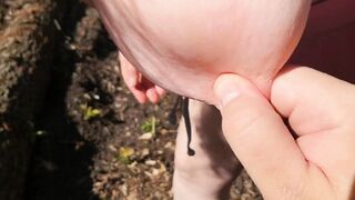 Milking udders inside open street