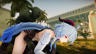 Ganyu Chan plowed by lvl 6 ugly Goblin clash of clan vs genshin impact 3d cartoon who cum first cosplay