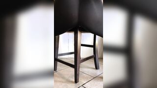 BBW Chair Humping into the Kitchen with Squirting and Peeing into Ripped Pants until Orgasm