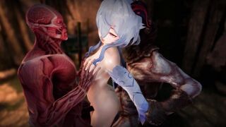 Ganyu Chan boned by ugly horror cosplay i dont what the screwed is this 3d anime nsfw ntr
