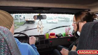 Amateur honey gets pumped into the van