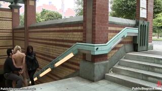 Blonde whipped and plowed public