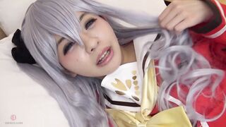 Giving a confident hand job inside adorable college girl uniform, but