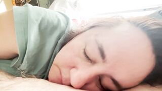 Chubby ex-wife massage hubby riding his leg blows and then backs her booty inside his dick part-one