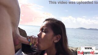 Amateur Thai 18 year old Cherry blowing a huge white penis at