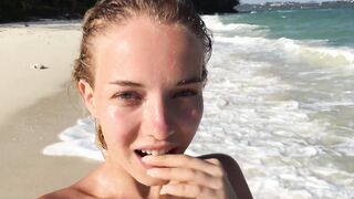 Divine Blonde with Monstrous Titted Nude at the Beach