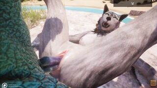 Wild Life / Scaly and Furry, sexy Wolf pussy with mouth Fucks