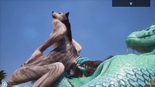 Wild Life / Scaly and Furry, sexy Wolf pussy with mouth Fucks