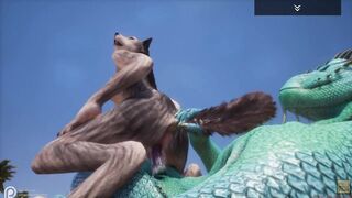 Wild Life / Scaly and Furry, sexy Wolf pussy with mouth Fucks