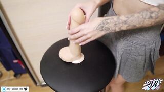 Horny Bombshell Plays With Huge Sex Sex Toy Mom While She Is