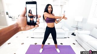 african stepsister lacey london ripped her yoga pants in front of dude
