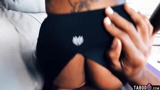 african stepsister lacey london ripped her yoga pants in front of dude