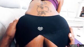 african stepsister lacey london ripped her yoga pants in front of dude