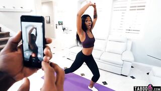 african stepsister lacey london ripped her yoga pants in front of dude
