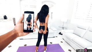 african stepsister lacey london ripped her yoga pants in front of dude