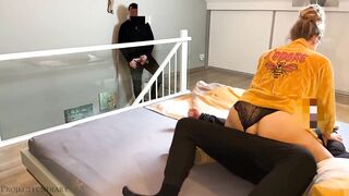 housewife cheating with next door husband watches and gives her a second