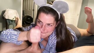 Sloppy Blowing Off with Cum Facial- Soles View