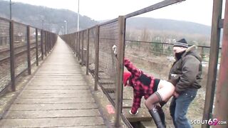 Old Ugly Dude Pounded Real Czech teenagers Street Whore Outdoor