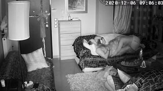 Greek couple morning sex on couch - CCTV