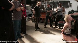 Blonde anal fucked in auto body shop