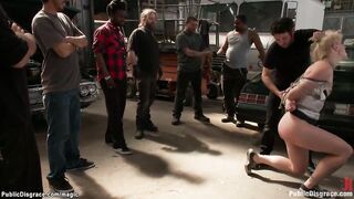 Blonde anal fucked in auto body shop