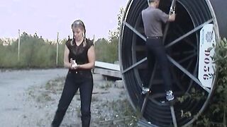 Crazy action with jeans fucking