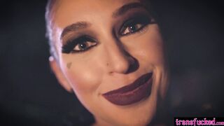 Shemale witch fucks horny big tits babe