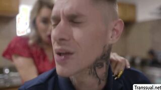 Perv TS Emma Rose barebacks pipe man ass