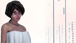 3D Ebony Schoolgirls Locker Room Fuck