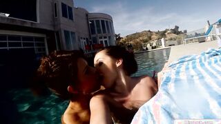 Latin lesbians film outdoor cunt licking