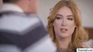 Stepbro barebacked by TS redhead stepsis