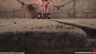 Slim red haired tied and hard plowed