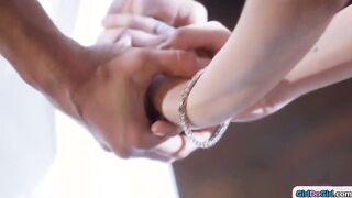 GirlDoGirl.com - Small eighteen blonde licks big boobed cougar bride